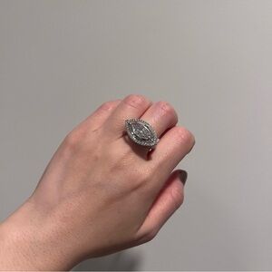 NEW Diamonique Silver Marquise Diamond Cocktail Ring